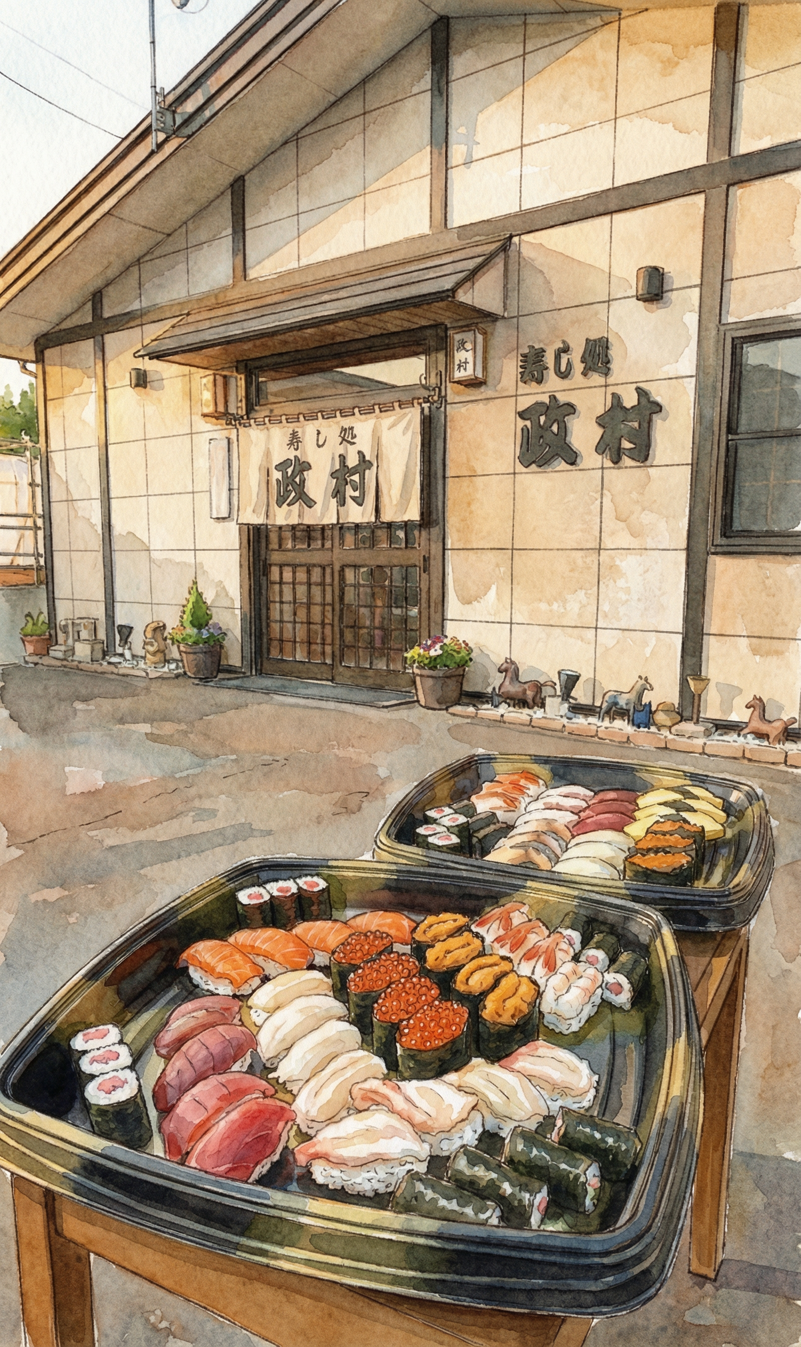 新鮮な寿司の盛り合わせ（イラスト）